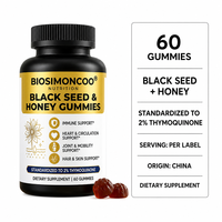 Gummies à l'huile de nigelle 2% Thymoquinone Soutien immunitaire Cheveux Peau 60 Compléments végétaliens