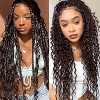 Extensions de cheveux tressés au crochet en fibre haute température de 30 pouces, 120g, style naturel teint, ondulations profondes, pour femmes et filles
