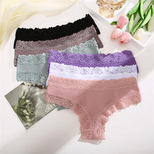 Seamless Lace Thongs for <strong>Women</strong> No Show Thong Underwear Low Waist Lady Breathable Comfort Panty Soft <strong>Tanga</strong> Sexy <strong>Briefs</strong> Panties - Product Image 1