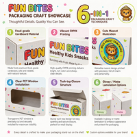 Boîte cadeau plate personnalisée avec fenêtre transparente, imprimée en couleur, avec revêtement UV, pour bonbons, fruits gélifiés et collations saines pour enfants