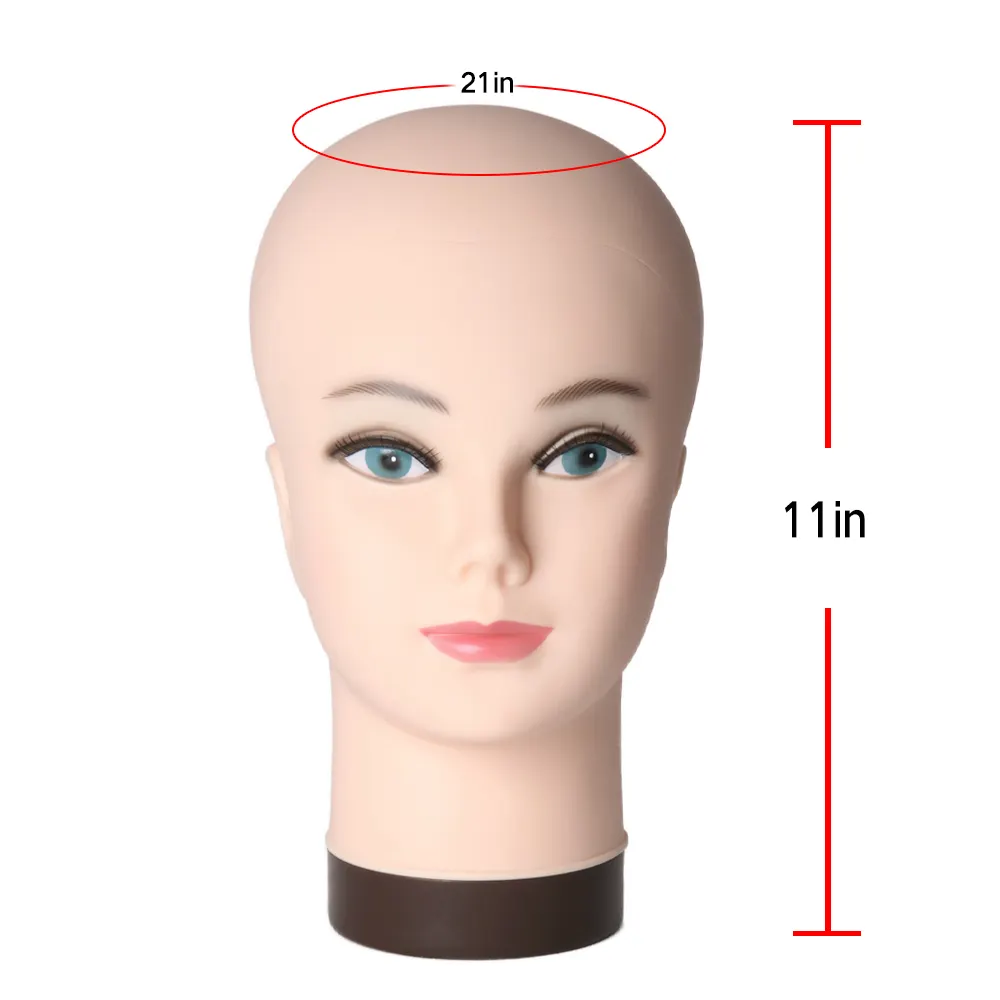 Calvo Femminile Cometology Testa di Manichino Testa di Formazione Per La Produzione di Parrucca Testa Stand T-Pin Nero Della Pelle