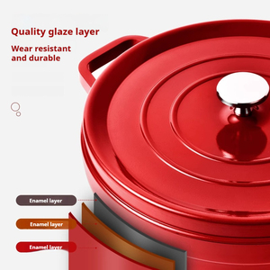 Cuisinière à induction rouge de 10/20/22/24/26/<span class=keywords><strong>28</strong></span>/32/40 <span class=keywords><strong>cm</strong></span> avec logo personnalisé en gros poê<span class=keywords><strong>le</strong></span> antiadhésive casserole à soupe émaillée en <span class=keywords><strong>fonte</strong></span> avec couvercle - Product Image 4