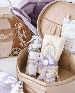 Boîte cadeau brodée violette avec poignée, coffret cadeau de Noël pour enfants, ensemble de serviettes de luxe, boîte de rangement, valise pour <span class=keywords><strong>maman</strong></span>, enfants et bébé, boîte à bonbons - Product Image 6