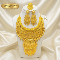 Set Kalung dan Anting Berlapis Emas 24K Gaya Maroko dengan Liontin Bunga Trendi untuk Wanita, Rantai Kotak, Bebas Nikel, Bebas Timbal