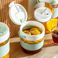 Récipient de stockage en verre de jus de glace d'été de grande capacité de qualité alimentaire avec couvercle à poignée sans danger pour les boîtes et bacs de stockage congelés