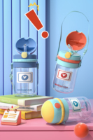 Bouteille d'eau pour bébé sans BPA, gobelet avec poignées et sangle, 360 °   Bouteille d'eau lestée en Tritan pour tout-petits et enfants