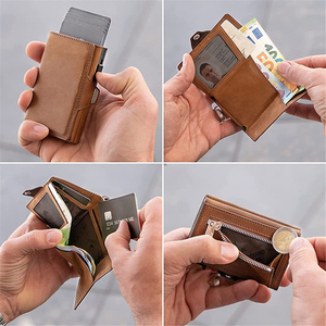 Portefeuille pour homme avec étui en métal, nouveau portefeuille de commerce extérieur, porte-monnaie zippé, porte-cartes en cuir PU - Product Image 4