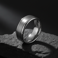 THX Schmuck THX-TD169 8mm Klassischer Polierter und Satiniert Gerillter Wolframcarbid Unisex Ehering Ohne Steine Ohne Beschichtung