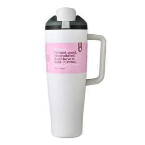 Termo de Acero Inoxidable 304 de Diseño Americano, Gran Capacidad de 40 oz, con Asa, para Hielo, Portátil para Auto, con Pajita - Product Image 1