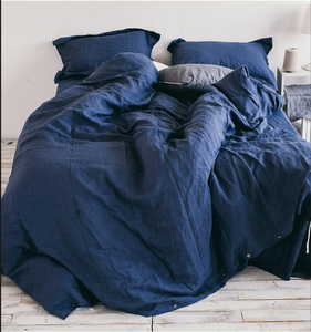 Juego <span class=keywords><strong>de</strong></span> Cama <span class=keywords><strong>de</strong></span> <span class=keywords><strong>Lino</strong></span> Azul Real Premium <span class=keywords><strong>de</strong></span> 4 Piezas, Estilo Nórdico Minimalista, Suave, <span class=keywords><strong>Lavado</strong></span>, Color Sólido, Lujoso y Transpirable, <span class=keywords><strong>Funda</strong></span> <span class=keywords><strong>de</strong></span> Edredón - Product Image 1