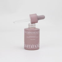 Nouvelle conception personnalisée, flacon compte-gouttes en verre transparent de 30 ml (1 oz) avec col en caoutchouc noir et design à épaule plate pour crème visage et gouttes pour les yeux