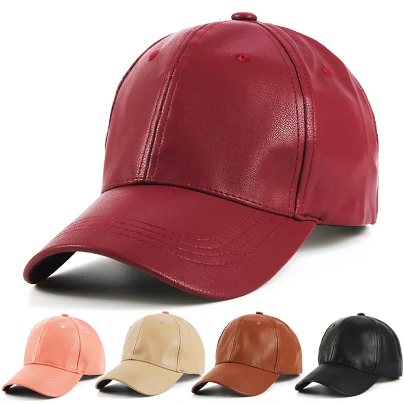 Versione coreana di berretti sportivi da uomo in puro colore in pelle per il tempo libero cappellino da baseball in pelle di colore puro da camionista personalizzato