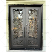 Puerta de hierro forjado de entrada principal doble individual arqueada para el hogar de seguridad europea para casa