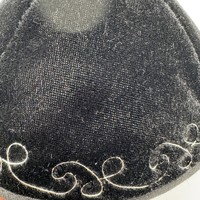 Kipá Judía de Terciopelo Negro con Bordado de Hilo Plateado, Sombrero Religioso para Hombres, Sinagoga, Boda, Bar Mitzvá, Transpirable, Tipo Gorra