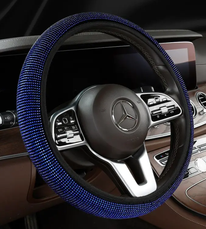 Wholesale Universal 38cm cheap leather diamond steering wheel cover for car