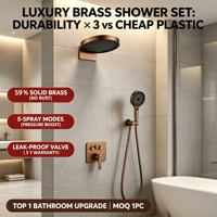 Ensemble de douche encastré 2 fonctions en laiton massif gris anthracite pour projets hôteliers et commerciaux – Mitigeur de douche mural en gros