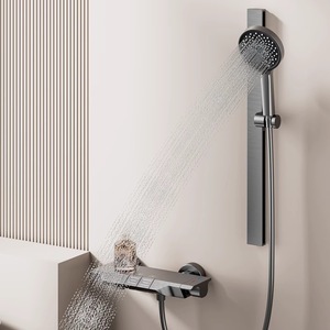 Shower Head <b>Set</b> Rain <b>Spray</b> Single Handle Ceramic Valve Core 3.5-4.9gpm Bathtub Faucet - Product Image 1