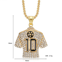 Kalung Liontin Jersey Sepak Bola Geometris Berlapis Emas 18K Stainless Steel dengan Zirconia Kubik Nomor 10 Perhiasan Fashion Berkualitas Tinggi