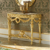 Table Console Style Baroque Victorien Or et Noir Décor À La Maison Table D'entrée De Luxe Avec Miroir Salon