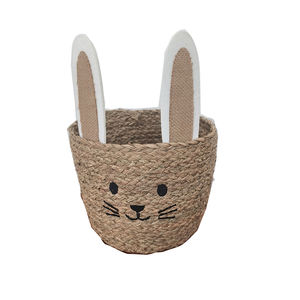 <span class=keywords><strong>Cesta</strong></span> de Pascua Moderna con Diseño de Conejito, Material de Jacinto de Agua y Paja, Organizador y Decoración para Cuarto Infantil, Regalo para Picnic - Product Image 1