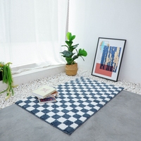 Checkerboard Soft Polyester Area Rug Anti Slip Washable Multi Color Carpet for Living Room Bedroom