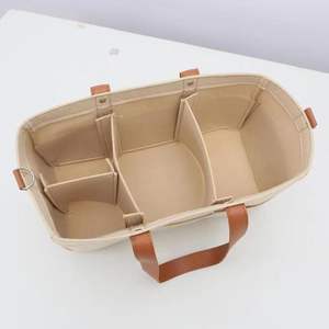 Cesta Organizadora de Fieltro para Bebés, Bolsa de Pañales Mediana, Almacenamiento para Cochecito de Bebé con Asa de Cuero, <span class=keywords><strong>Organizador</strong></span> de Pañales - Product Image 5
