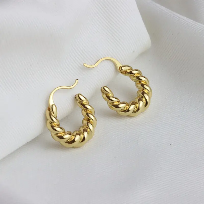 2022 orecchini dal Design a spirale delicati e compatti di alta qualità Sense Light accessori di lusso orecchini a cerchio da donna in ottone dorato Eh51