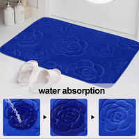 Alfombra de poliéster con flores prensadas, moderna, para dormitorio, entrada, baño, absorbente, antideslizante, sencilla, para el hogar