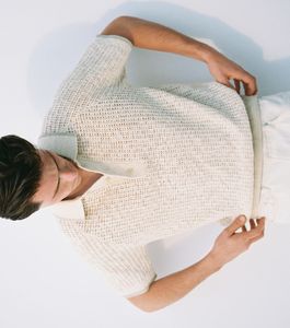 LOGOTIPO personalizado Casual Solto Cor Sólida Manga Curta Openwork Knit Algodão Polo para Homens - Product Image 6