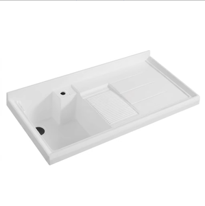 Évier de <span class=keywords><strong>lavage</strong></span> intégré en pierre de quartz avec planche à laver, lavabo moderne pour usage hôtelier et scolaire, lavabo combiné - Product Image 1