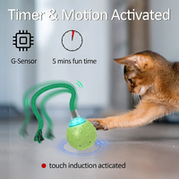 Balle interactive intelligente électrique pour chat avec son d'oiseau, auto-roulante, rechargeable, jouet interactif pour chat avec corde