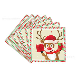 Kit de fournitures de fête jetables pour Noël : assiettes, gobelets, serviettes et couverts en papier pour les fêtes de fin d'année - Product Image 5
