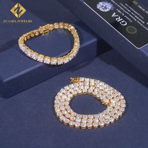 Zuanfa Large Inventories <b>Tennis</b> Chain 925 Sterling <b>Silver</b> 18K Gold Plated Moissanite Diamond <b>Tennis</b> Chain Bracelet Fine Jewelry - Product Image 6