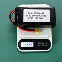 Batterie de drone FPV VANT 22,2 V 9000 mAh 18650 10C 6S LiFePO4 Cathode avec connecteur JST XT90, pack de batteries au lithium Molicel pour UAV Quadcopter