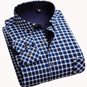 Camicia da uomo invernale calda in pile <span class=keywords><strong>a</strong></span> manica lunga con bottone con risvolto <span class=keywords><strong>a</strong></span> colletto all'ingrosso - Product Image 2