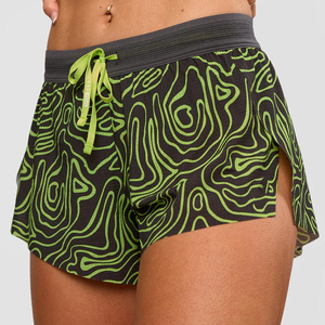 Shorts de course légers pour femmes avec logo personnalisé imprimé, respirants, à cordon de serrage, ourlet fendu, bords bruts, pour l'été, la gym, le sport et le marathon - Product Image 1