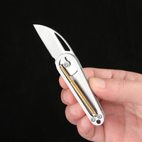 Couteau de poche pliant en acier inoxydable avec levier pendulaire et tige oscillante en laiton, mini-couteau utilitaire porte-clés EDC