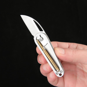 Couteau de poche pliant en acier inoxydable avec levier pendulaire et tige oscillante en laiton, <span class=keywords><strong>mini</strong></span>-couteau utilitaire porte-clés EDC - Product Image 2