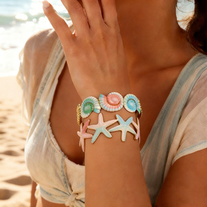 Ocean Theme Seashell Star Bracelet 18k Gold Plated Women's Jewelry <b>Beach</b> Fashion <b>Accessory</b> - Product Image 1