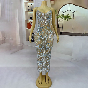 Novance Y4785 خدمات تصميم الملابس نرى من خلال مخصص صنع فستان حفلة موسيقية مطرز بالخرز الكريستال الجملة الملابس النسائية البوتيك - Product Image 2