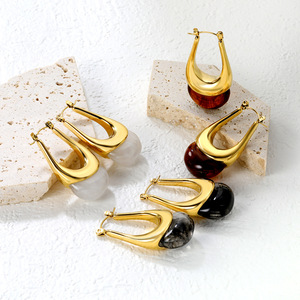 Irregular U Shape Resin <b>Cuff</b> <b>Earrings</b> Women's Geometric Oval Design Fashion Jewelry - Product Image 2