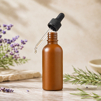 Flacon compte-gouttes en HDPE ambré de 100 ml avec pipette en verre pour l'emballage d'huiles essentielles, de parfums, de sérums cosmétiques