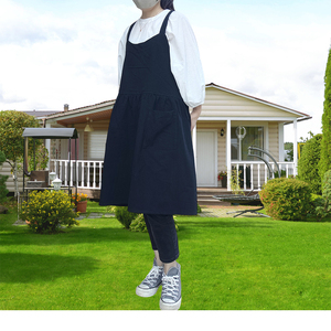 <span class=keywords><strong>Delantal</strong></span> de algodón y lino de gran tamaño, cruzado Sin ataduras, ropa de trabajo para maestros de jardín de infantes, cubierta de pintura, personalizado para mujer - Product Image 2