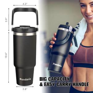 Tasse en acier inoxydable isolée réutilisable de 40oz avec logo personnalisé à quantité minimale de commande bas gobelet isolé avec pailles à rabat - Product Image 4