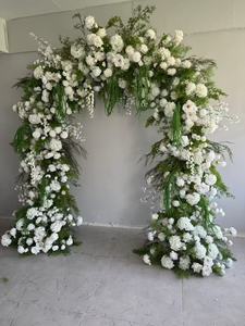 Dernière collection : Housse d'arche de mariage en U de haute qualité, blanche et verte, avec fleurs artificielles, toile de fond florale pour la décoration d'événements de mariage - Product Image 6