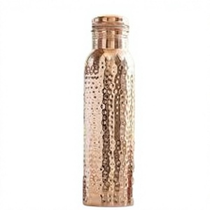 Botella de Cobre Martillado Hecha a Mano de Alta Calidad con Tapa de Cobre Resistente - Product Image 1
