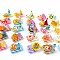 AJB Resin Blind Bag Mini Cake Dessert with Plate Small Bottle Set Miniature Dollhouse Food Decoration Surprise Bag Gift