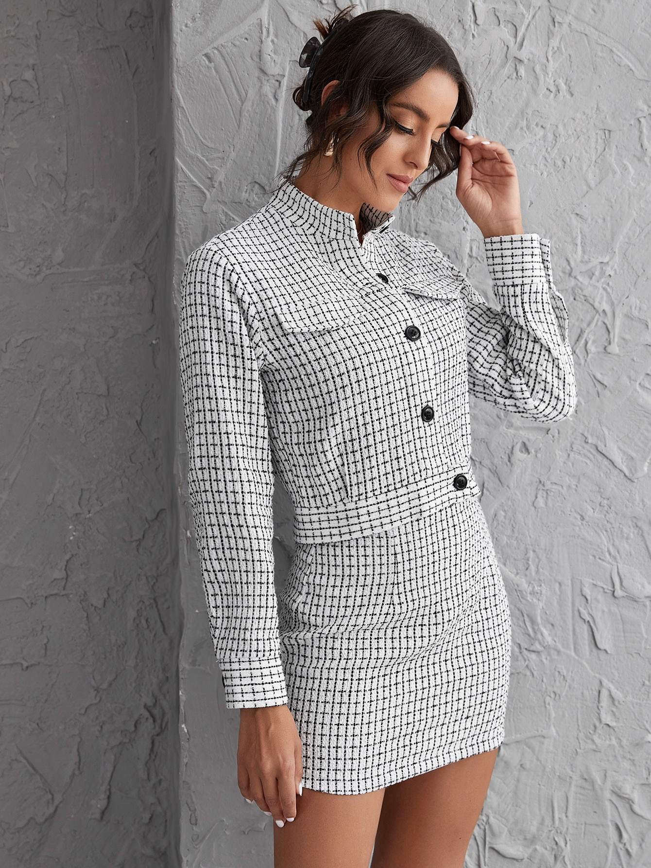 Checked Blazer Urbanic Blazer OMONSIM Women's Piece Set Plaid