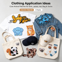 Patchs brodés thermocollants, badges animaux mignons pour robes, sacs, chapeaux, jeans, vêtements, appliques, artisanat DIY personnalisé