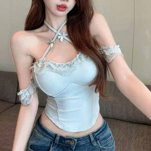 <span class=keywords><strong>Canotta</strong></span> da <span class=keywords><strong>donna</strong></span> in <span class=keywords><strong>pizzo</strong></span> Sexy e impiombato Top da <span class=keywords><strong>donna</strong></span> <span class=keywords><strong>con</strong></span> scollo all'americana e Versatile da <span class=keywords><strong>donna</strong></span> elegante Top corto da <span class=keywords><strong>donna</strong></span> - Product Image 2